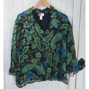 JM Collection Top Womens 16 Lined Flowy Boho Blouse Free Shipping
